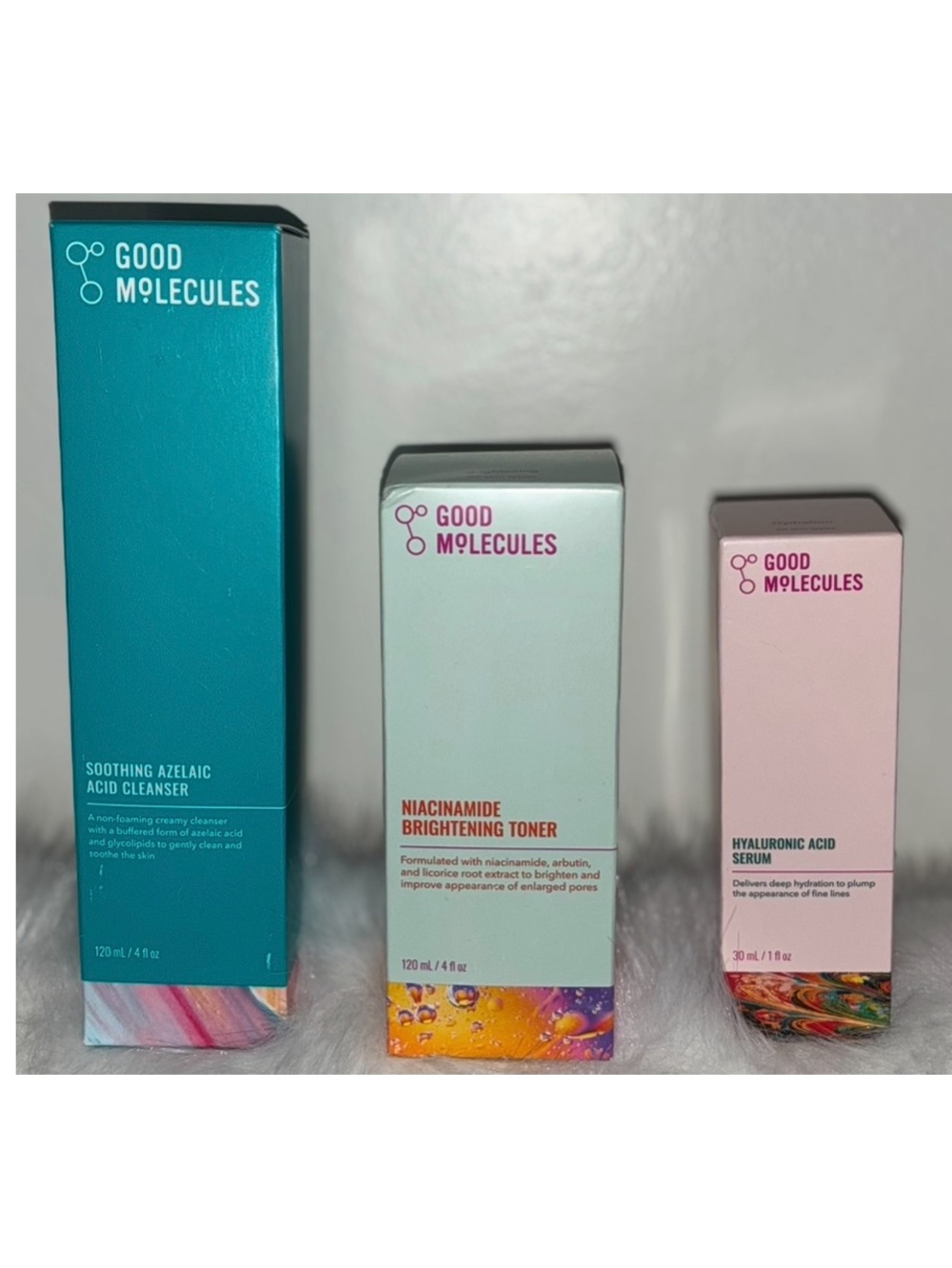 Good Molecules Skincare Trio - Cleanser, Toner & Serum 4 OZ & 1 OZ